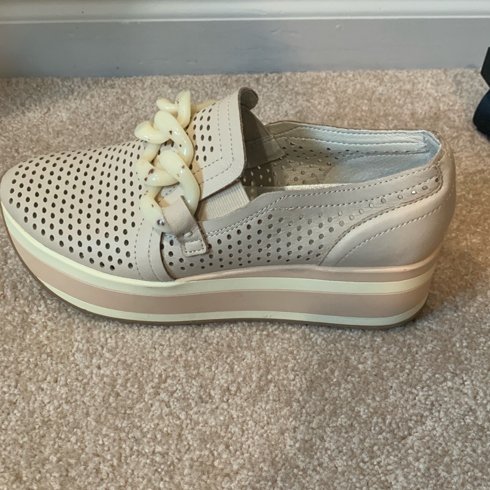 Dolce Vita Cream Platform Perforated Slip-On Loafers
